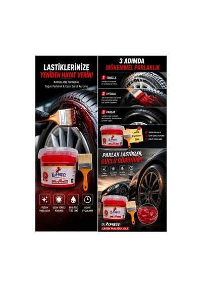 Premium Lastik Parlatıcı Jöle 500 Ml Parlak Görünüm Uzun Süre Etkili Yeniler Reçel Parlatıcı Fırçalı - 661948270