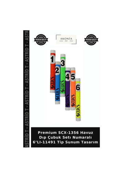 Premium Scx-1356 Havuz Dıp Çubuk Setı Numaralı 6 Lı-11491 Tip Sunum Tasarım Çok Renkli