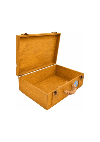 Dekoratif Retro Ahşap Bavul Valiz Sarı Meşe 43 30 14 Cm