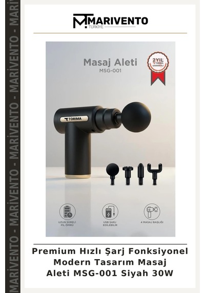 Premium Hızlı Şarj Fonksiyonel Modern Tasarım Masaj Aleti Msg-001 Siyah 30w