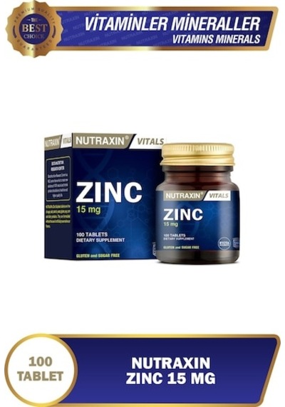 Nutraxin Zinc Sulphate - Çinko Takviyesi 15 Mg 100 Tablet