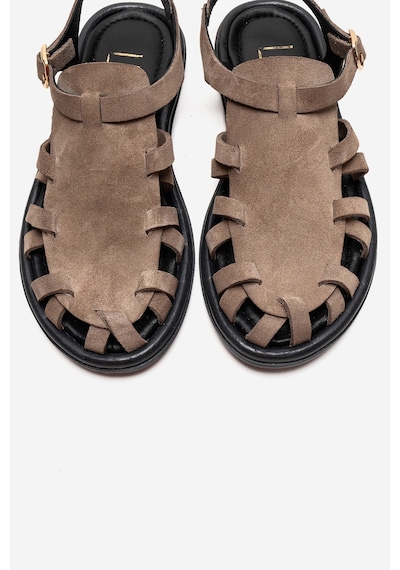 Luvishoes Alone Vizon Süet Hakiki Deri Kadın Sandalet
