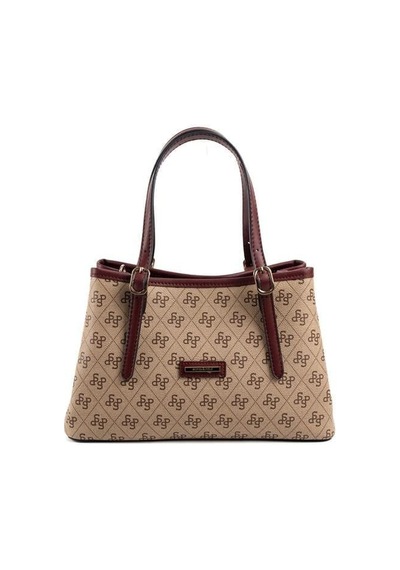 Silver Polo Sp1252 Kadın El Çantası Monogram Koyu Bej-bordo
