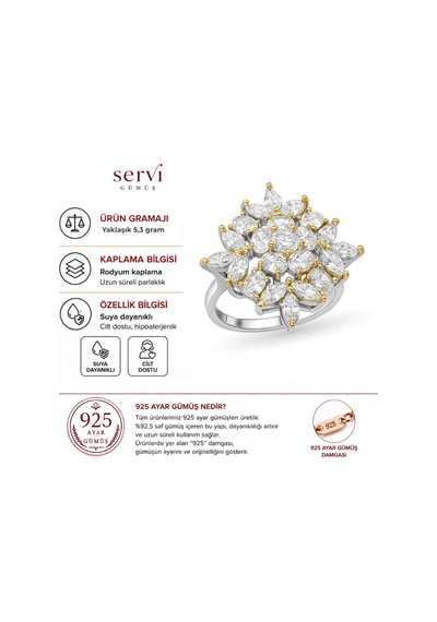 Servi 925 Ayar Violetta Yüzük-82 Gümüş