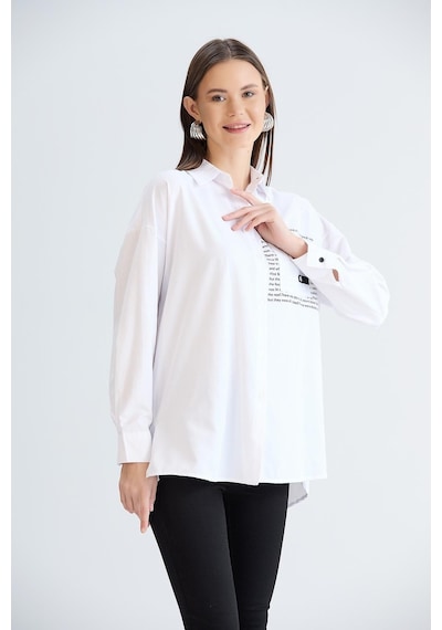 Sortie Collection Baskılı Tek Cepli Gömlek Beyaz-beyaz Beyaz