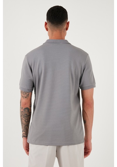 Buratti Pamuklu Regular Fit Fermuarlı Erkek Polo Yaka T Shirt 5902915 Kül