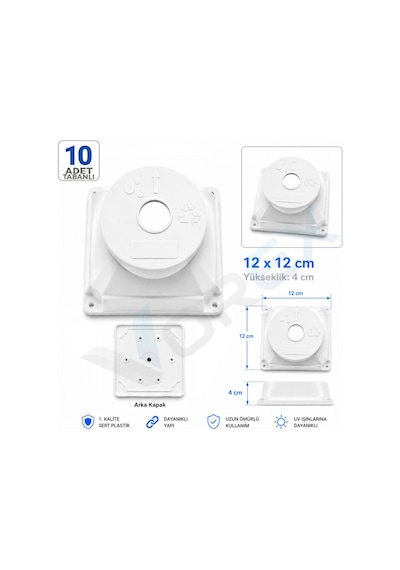 Vorex 10 Adet 12x12 Cm Kare Kamera Buatı Beyaz Sert Plastik Uv Dayanıklı Arka Kapaklı