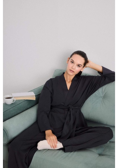 Defacto Modal Kimono Ceket-fall İn Love Loungewear G0003ax25wnar210 Antrasit