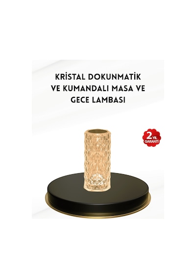 Kristal Tasarımlı Rgb Led Gece Lambası Kumandalı, Renk Değiştiren Dekoratif Işık Beyaz