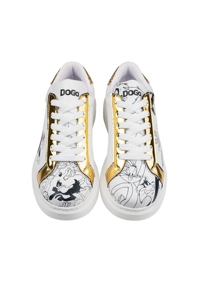 Kadın Vegan Deri Beyaz Sneakers - Warner Bros Bugs Bunny Looney Tunes Chasing Tunes Tasarım Çok Renkli Kadın Vegan Deri Beyaz Sneakers - Warner Bros Bugs Bunny Looney Tunes Chasing Tunes Tasarım Çok Renkli