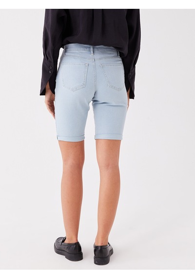 Lcw Jeans İndigo Normal Bel Bermuda Fit Kadın Jean Şort
