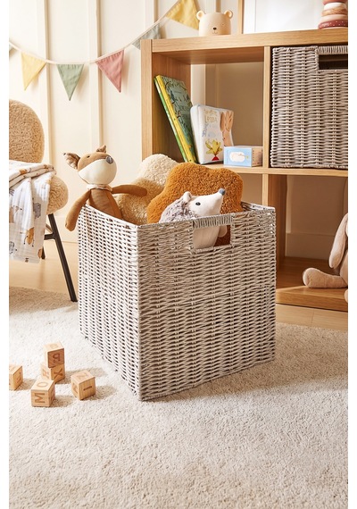 Ocean Home Textile 2'li Çocuk Odası Yıkanabilir Gri Pp Rattan Sepet Set 33 X 33 X 33 Cm