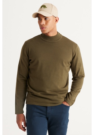 AC&Co / Altınyıldız Classics Erkek Haki Tüylenme Yapmayan Standart Fit Normal Kesim Yarım Balıkçı Yaka Triko Kazak Haki AC&Co / Altınyıldız Classics Erkek Haki Tüylenme Yapmayan Standart Fit Normal Kesim Yarım Balıkçı Yaka Triko Kazak Haki