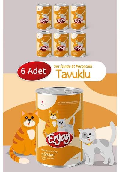 Tavuklu Kedi Konservesi, Sos İçinde Et Parçacıklı, 400 G, Set Of 6