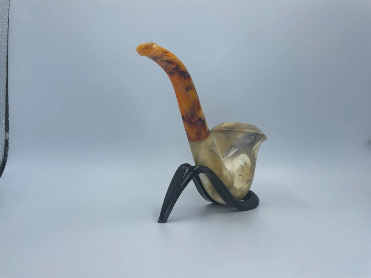 Amber Serenity Lületaşı Pipo El Yapımı, Kehribar Ağızlık, Koleksiyonluk, Doğal Taş, Filtreli