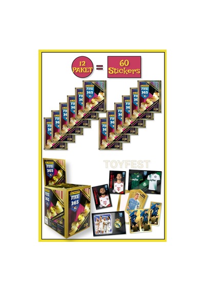Panini Fifa 365 2024 Futbolcu Stickers Kartları - 12 Paket 60 Stickers