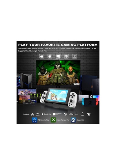 D6 Tablet Telefon Için Joyistikli Teleskopik Oyun Gamepad Android Ios Harmonyos Switch Androidtv Beyaz - 795473871