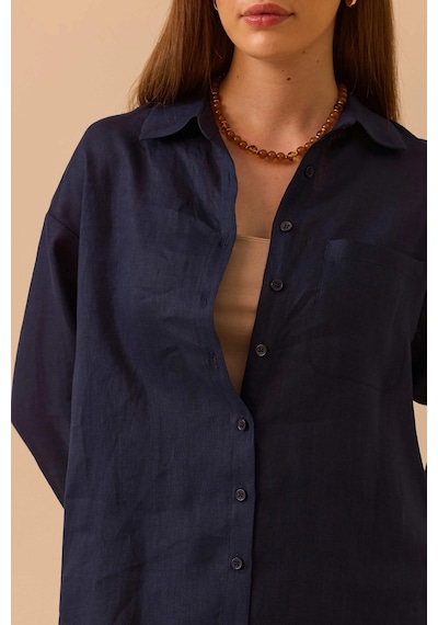 Seçil Kadın Oversize Kesim Gömlek 0036 Lacivert