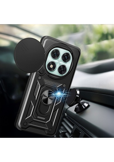 Vendas Xiaomi Redmi Note 14 Pro 5g Kılıf Magnetik Standlı Kamera Korumalı Zore Sürgülü Kapak Siyah