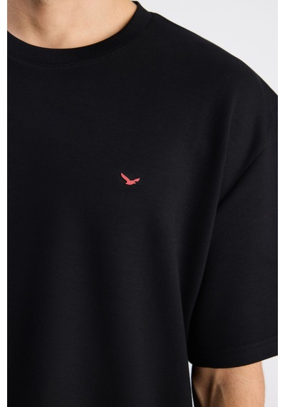 D's Damat Ds Damat Comfort Fit Siyah Bisiklet Yaka Viskonlu Tişört 6hc14ort10013 001