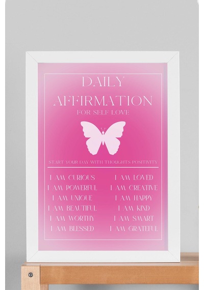 Daily Affirmation For Self Love Çerçeveli Tablo Aura Enerji Renkleri Günlük Olumlama Tekrar Cümleleri