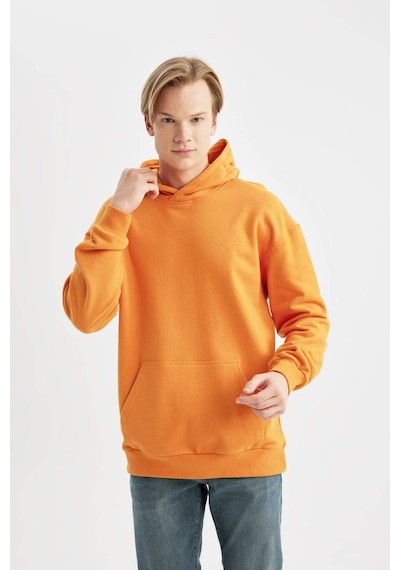 DeFacto Comfort Regular Fit Rahat Kalıp Kapüşonlu Kanguru Cepli Basic Düz Sweatshirt B4446AX24SPOG589