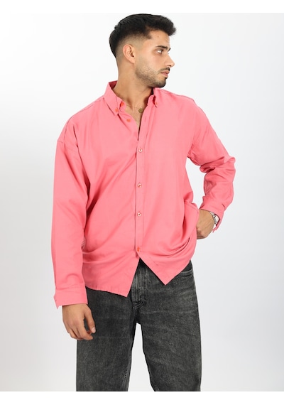 Mcz Giyim Pembe Renk Oversize Uzun Kollu Erkek Gömlek