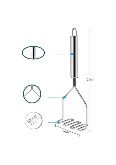 Ergonomik Tutma Saplı Patates Ezici Paslanmaz Çelik Patates Ezeceği Dayanıklı Patates Ezecek Çelik