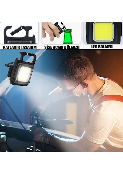 Led Işıklı Flash Özellikli 4 Modlu Anahtarlık El Feneri Beyaz