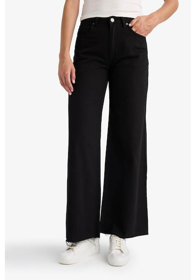 Defacto Wide Leg Normal Bel Standart Boy Gabardin Pantolon E4381ax25aubk81 Siyah