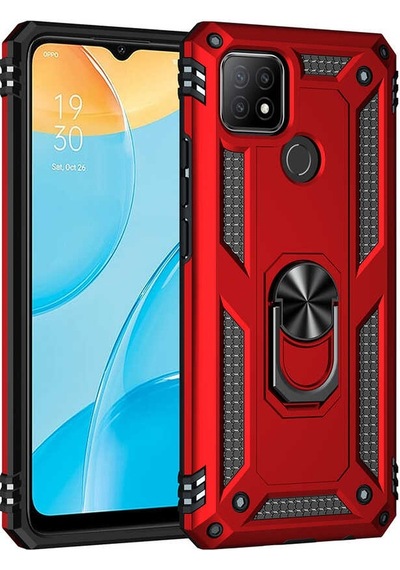 Oppo A15s Kılıf Sert Silikon Yüzüklü Stand Özellikli Kapak