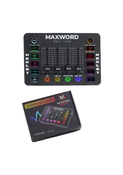 Maxword Medley Gaming Canlı Yayın Stüdyo Kayıt Rgb Ses Kartı Dj Mixer Telefon Pc Uyumlu