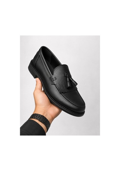 Yalçın Erkek Siyah Püsküllü Loafer Ayakkabı Klasik Günlük Rahat Bağcıksız Mokasen Casual Siyah - 905434114 Siyah