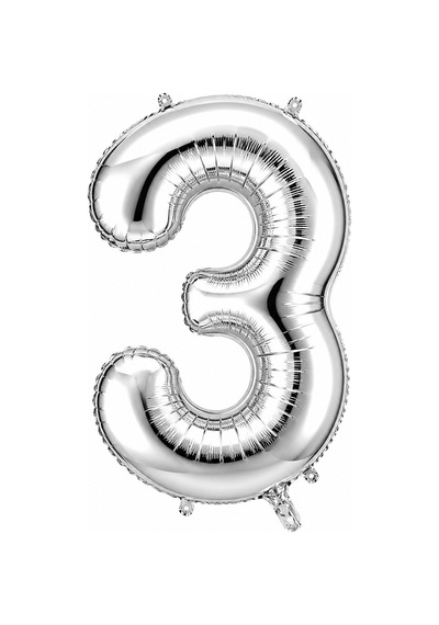 3 Rakam Folyo Balon Gümüş Rengi 36 Cm