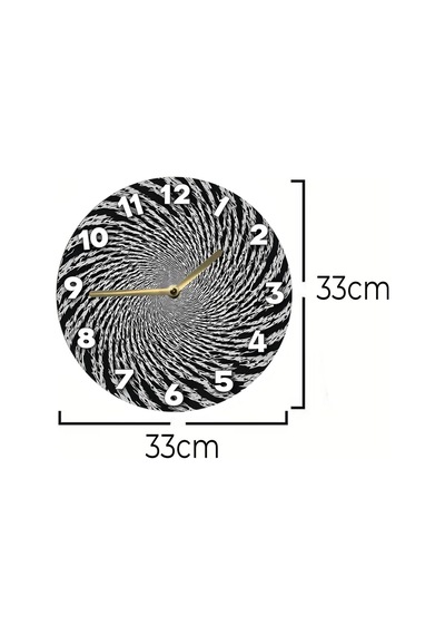 Hipnotik Spiral Desenli 3d Mdf Duvar Saati 33 Cm Siyah-beyaz Kontrast Sdw315 Renkli