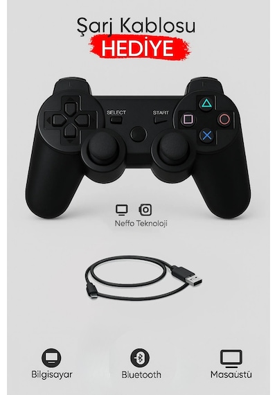 Ps3 Kablosuz Oyun Kolu Şarjlı Bluetooth Gamepad Joystick