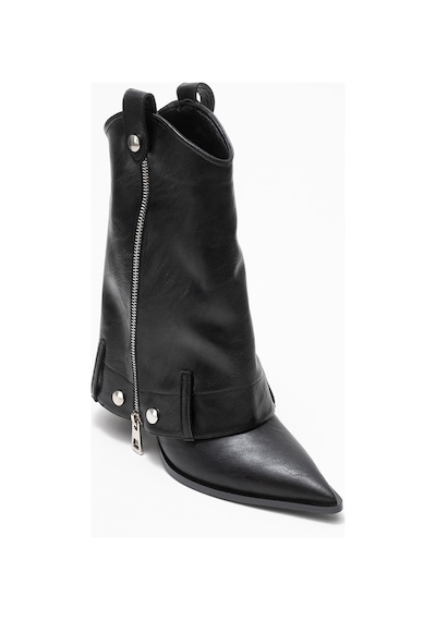 Luvishoes Luvi Shoes Lola Siyah Fermuarlı Sivri Burunlu Kadın Topuklu Bot Siyah
