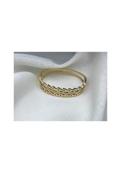 Atabijuteri Taşlı Minik Çiçek Kelepçe Gold & Silver Design Altın - 653356677 Altın