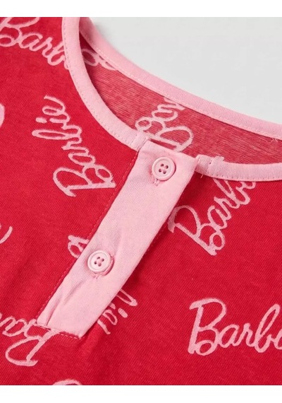 Veraura Lifestyle 6/14 Yaş Yazı Baskılı Pamuk Penye Çocuk Pijama Takımı Fuşya