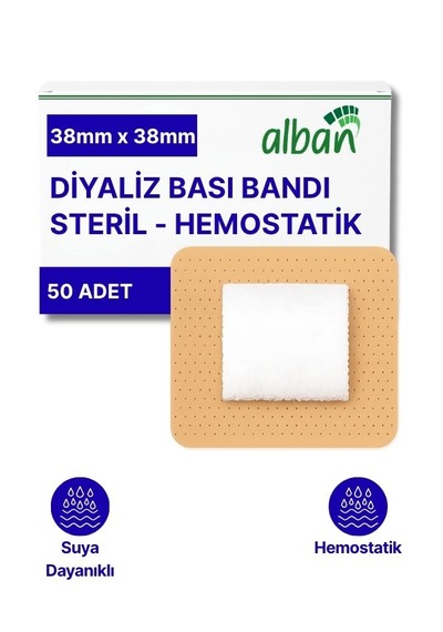 Steril Hemostatik Diyaliz Bandı 38mmx38mm, 50 Adet Tekli Paket