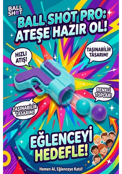 3 Parçalı Top Atan Yaylı Fırlatıcı Ve 2 Yuvarlak Toplu Renkli Eğlenceli Oyuncak Seti 1