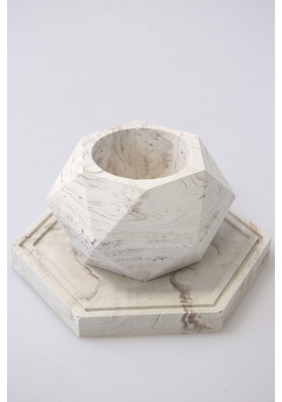 Yapay Çiçek Deposu Handmade Beton Saksı 2li Set 6.5 Cm Model-13 Taş Rengi