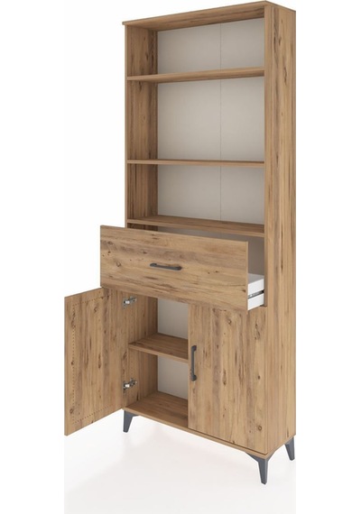 Arges Dolap 4 Raflı Tek Çekmeceli 2 Kapaklı 88x30x221 Çam-çam Atlas Çam
