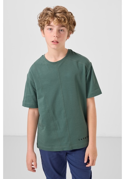 Basic Oversize O Yaka 3lü Paket Siyah-bej-açık Yeşil Erkek Çocuk T-shirt - 11297 Siyah-bej-kaktüs