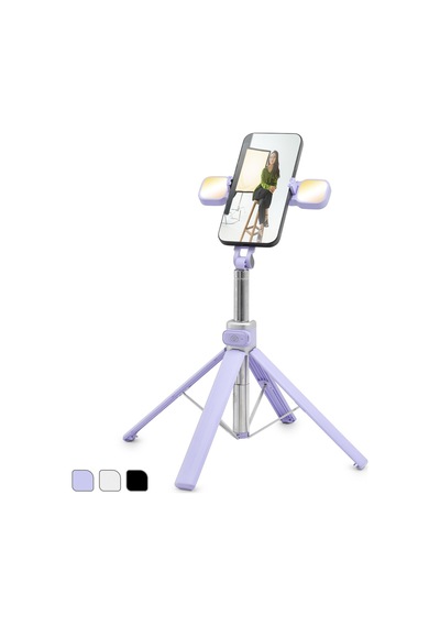 Telefon Tripodu Selfie Çubuğu Seti Bluetooth 4.0 Kumandalı Led 130 Cm - Çok Renkli Nd1035