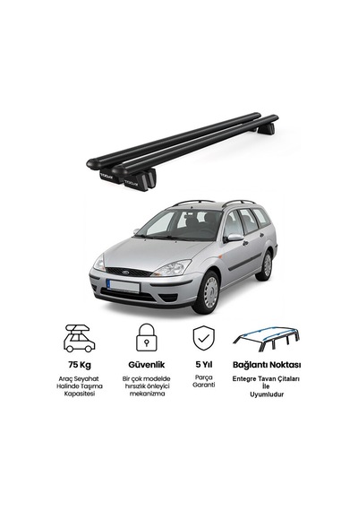 Pençe Ford Focus Sw 1999-2005 Uyumlu Siyah Ara Atkı 109cm Port Bagaj Tavan Barı