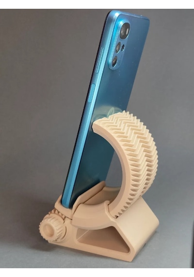 Mekanik Dişli Ayarlanabilir Masaüstü Telefon Standı - Şarj Girişli Ve Modern Tasarım Beyaz Renk