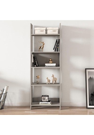 Country Dekoratif 5 Raflı EvOofis Kitaplık, Modern Kütüphane - Gri Country Dekoratif 5 Raflı EvOofis Kitaplık, Modern Kütüphane - Gri