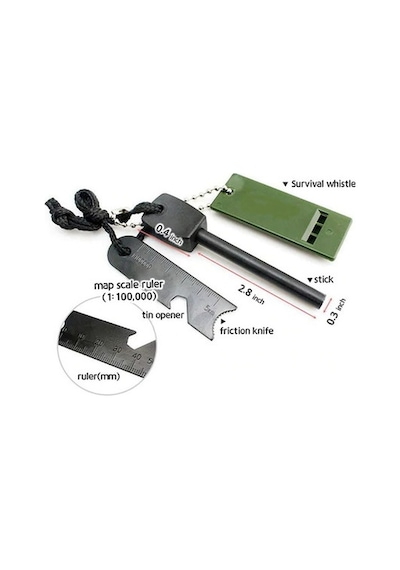 Survive Magnezyum Çubuğu  Ateş Başlatıcı  Çakmak Taşı Siyah