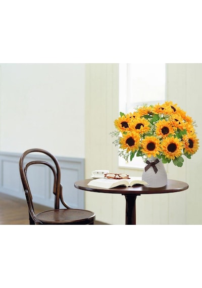 Yapay Çiçek Sunflower Ay Çiçeği Büyük Demet 12 Dallı 50cm